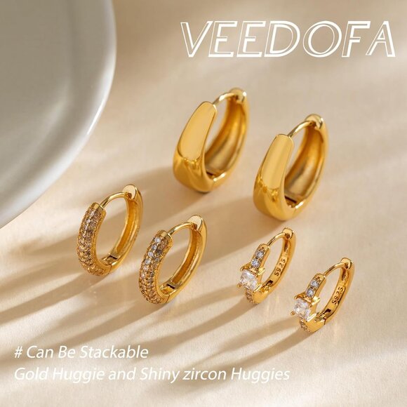 🆕 Women Gold Small Hoop Earrings Trendy Chunky Multiple Piercing Jewelry Gift - Picture 5 of 7